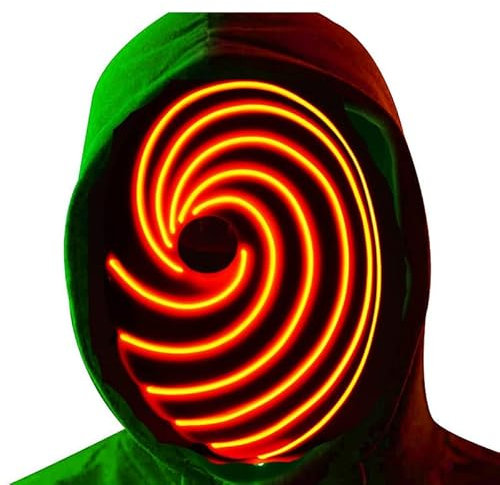 Funjoyz Uchihaas Halloween Maske Obitoos,LED Generische Halloween Maske FüR Damen Herren Weihnachten Neujahr Fasching KostüM
