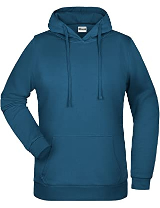 James & Nicholson Damen Basic Kapuzensweat - Leicht taillierter Kapuzenpulli mit angerauter Innenseite | Farbe: petrol | Grösse: S
