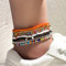 Clataly 7 pièces cheville bracelet main élastique couleur perles chaîne femmes été pied bijoux set (Couleur A)