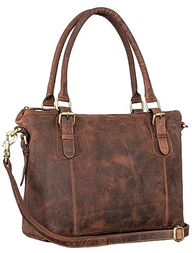 STILORD 'Vanessa' Handtasche Damen Mittelgroß Leder Umhängetasche groß Lederhandtasche Damen Echtleder Schultertasche Frauen Shopper, Farbe:aneto - braun
