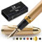 Wordsworth & Black Füllfederhalter Majesti (Gold), luxuriöse Hülle, 24 Karat Gold-Finish, mittlere Feder 18 Karat – Tintenpatronen, nachfüllbarer Tintenkonverter – Kalligraphie-Stift