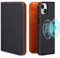 VISOUL Hülle für iPhone 15,Carbon und Nappa Leder Schutzhülle Schützt vor Stoß Kartenfach Magnetverschluss Stand Klapphüllen handyhülle Handytasche Etui Case 10 Braun T