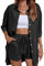 Geagodelia Damen Zweiteiler Elegant Hosenanzug Sommer Outfits Kleidung 2 Teiler Set Bluse Top + Shorts Y2k Aesthetic Clothes Loungewear Anzug (D - Schwarz, L)