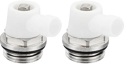 PATIKIL 1/2 BSP Manuelle Heizkörper Entlüftung Stopfen Ventile 2Pack Vernickelt Messing Ablassventil mit Langer Entlüftung für Heizungen Silber Weiß