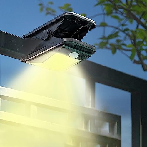 KINGCOO Solarlampen Bewegungsmelder für Außen, Tragbare Wasserdicht 72LED Clip Solarleuchten Camping Zeltlicht Wand Sicherheitsleuchten für Deck Zaun Garage Wandern Garten Notbeleuchtung(Warmweiß)