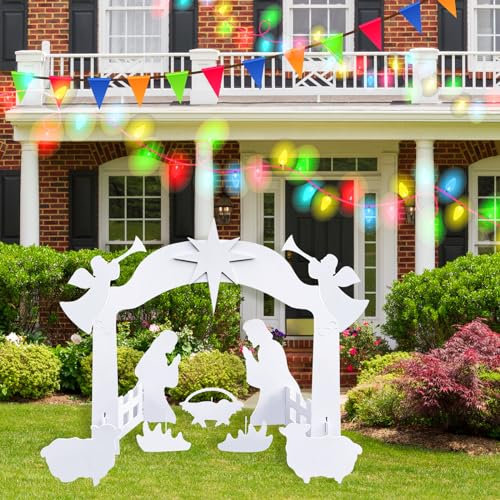 WVIOUOPU Weihnachtskrippe für den Außenbereich, 1,2 m, groß, wetterfest, Heilige Familie, Krippen-Sets, Display für Vorgarten, Rasen, Urlaub, Zuhause, Party, Weihnachtsdekoration