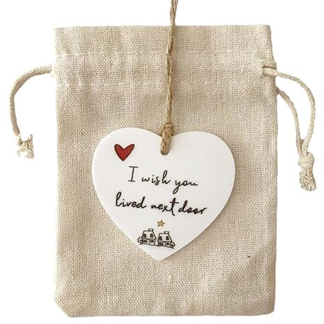 LQQDREX Christmas Heart Hanging Ornament, I Wish You Lived Next Door Ornament, Christmas Tree Decorations Ornaments, Thank You Gift Wedding Gifts for Friend Couples, Xmas Decor Home Office Gift Ideas
