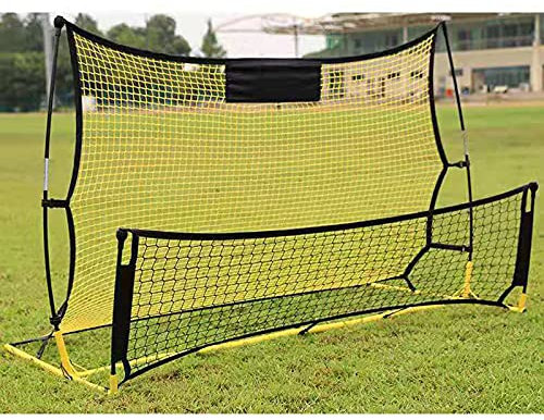 wanwanper Fussballtor, 2 in 1 Faltbar Fußball Rebounder Net Fussball Training Faltausrüstung Zielschießen Fußballschuss Trainingsgeräte für Fußballfans, 210 * 120 * 85cm, Schwarz&Gelb