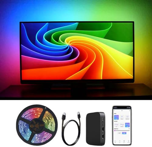 Kit de retroiluminación LED para TV y HDMI 2.0 con caja de sincronización, tira de retroiluminación para TV, tiras de iluminación ambiental de inmersión para 72 ~ 79 pulgadas, sincronización de
