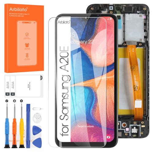 Display für Samsung Galaxy A20e LCD A202 Bildschirm Ersatz Touchscreen SM-A202F Digitalisierer Glas Werkzeugen Montage Reparatur Set (Schwarz mit Rahmen)