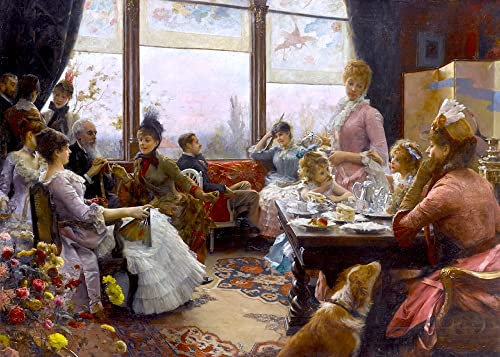 SYlale Ölgemälde Wandkunst Bilder Poster Wandkunst Fünf-uhr-tee von julius leblanc Stewart für Wanddekoration 60x90cm