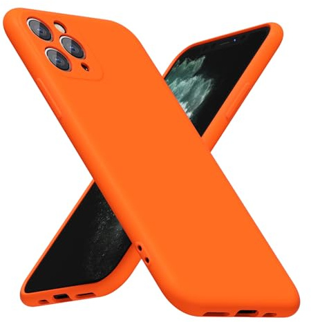LoeoeL for iPhone 11 Pro Max Phone Case Silicone, Fluorescent Neon Orange Bright Color Matte TPU, Minimalist Ultra Thin Slim Soft Rubber Gel Girly Cute Case for Women Men, Camera Cover Protection