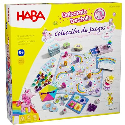 HABA 2010881005 - Meine große Spielesammlung Einhorn Blitz, Auswahl an Brettspielen, über 3 Jahre