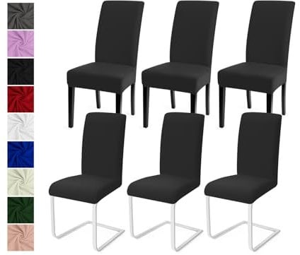 Stuhlhussen 6er Set Stuhlbezüge Moderne Stretch Stuhlhussen Universal Husse Abnehmbare Stuhlbezug Waschbarer Abdeckung Esszimmer Dekoration Spannbezug,für Hotel Hochzeit Partys(6er Set, Dark Gray)-C