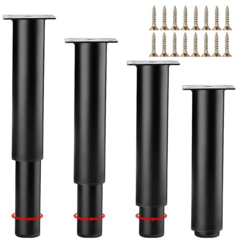 4 Stück Möbelfüße Höhenverstellbar,Möbelbeine Metall Schwarz, Möbelfüße Verstellbare,DIY Füße für Möbel 250-420mm, Bettfüße für Sofa, Nachttisch, Schrank,einsetzbar für verschiedene Möbeltypen