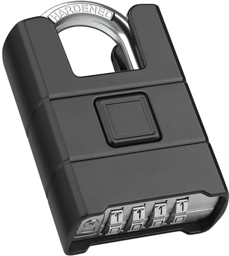 Diyife Large Heavy Duty Combination Padlock Outdoor, [Anti-Cutting] [Waterproof] 54mm 4-Digit Padlocks with Code, High Security Padlock with 8mm Shackle for Gate, Shed, Fence, School, Gym, Garage