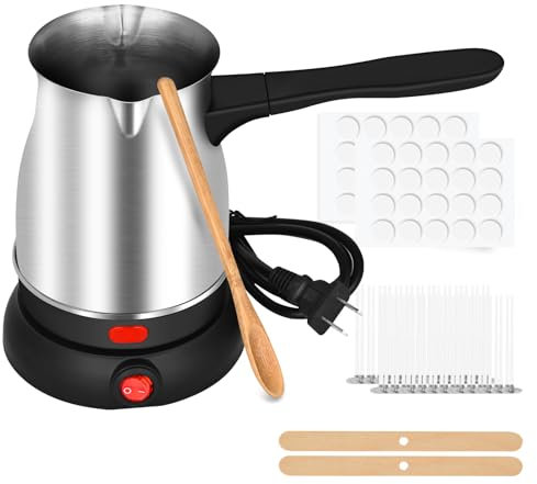POLYHNIA Candle Making Kit with Wax Melter, Electric Candle Wax Melter, Stainless Steel Wax Melting Pot, 52IN Power Cord, Candle Making Supplies