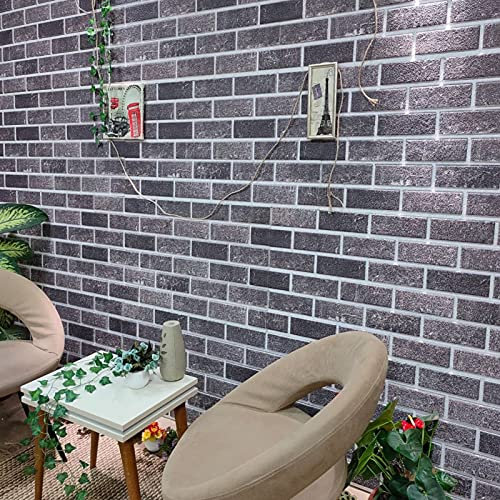 Homgoday Panneaux Muraux 3D avec Briques Noir et Gris 10 pcs EPS, Meubles d'Intérieur/Extérieur
