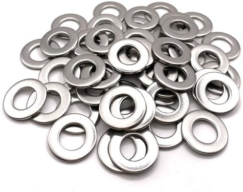 Arandelas de metal M6 de acero inoxidable Ø exterior 12 mm | Arandela plana M6x12mm | Acero inoxidable A2 (V2A/304) estándar DIN 125 A | Madera/Metal/Tuercas/Tornillo/etc: Lote de 50 unidades -