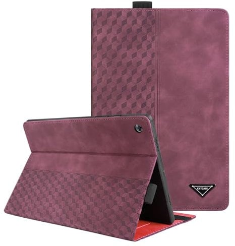CXTCASE Case for Huawei MediaPad M5 lite 10.1 2018,PU Leather Business Cover,Protective Case Tablet Shell for Huawei MediaPad M5 lite 10,Wine Red