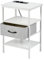 FetiNes Table de chevet avec multiprise, 1 tiroir en tissu, table basse, table de chevet pour salon, chambre à coucher, blanche