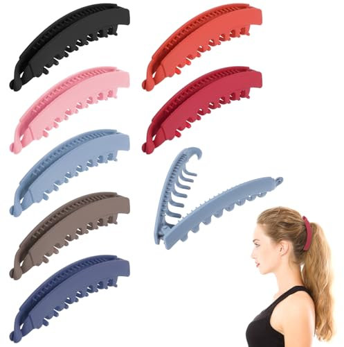 AOZUO Lot de 7 grandes pinces banane de 13 cm de long - Peigne à cheveux vintage - Accessoires pour queue de cheval - Cadeaux pour femmes et filles - Cheveux fins et épais