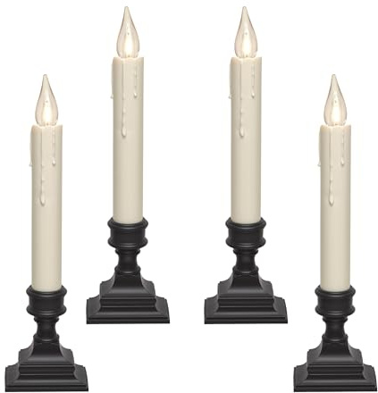612 Vermont Vintage LED Battery Operated Window Candles with Timer, Bright Warm White Glow, VT-1806A-4 (Pack of 4, Antique Bronze)