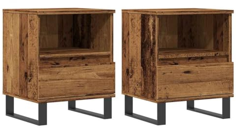 vidaXL Nachttische 2 STK. Altholz-Optik 40x35x50 cm Holzwerkstoff