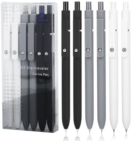 Ddaowanx Gel Pens,6 Pcs 0.5mm Retractable Quick Dry Black Ink Pens