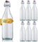 acquaverde | 6 Bottiglie in Vetro Costolata per Acqua, Bevande e Liquori, Design Vintage, Bottiglia Trasparente con Tappo Meccanico Ermetico - 750 ml
