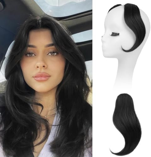 Side Bangs Clip-In Pony, 2Pcs Fringe Hair Extensions, Haarteil Fringe Bangs für Frauen, Natürliches Aussehen Haarteil
