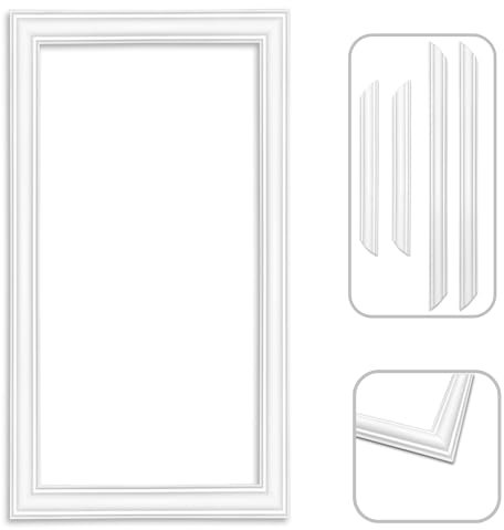 Deccart | Zierleisten DP1 - Stuckleisten Wandrahmen 99x59cm, Stuckleisten aus hartem Polystyrol, Wandleisten weiß, einfache Montage, Deckenleisten Styropor, für indirekte Beleuchtung