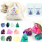 Kit de 10 Piedras Naturales para Chakras y Meditación, Cristales Energéticos en Bruto, Piedras Energeticas Protectoras con 10 Bolsas de Yute ＆ Tarjetas - para Meditación, Relajación, Decoración (A)