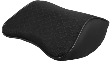 Auto Kopfstützenkissen Nackenkissen Schwarz aus Polyester und Baumwolle | Befestigbar an Stuhllehne, Atmungsaktives Design, Einfache Dezente Optik