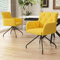 Taoplay 2er Set Esszimmerstühle mit Rautenmuster, gepolsterter Sessel mit 4 Metallbeinen, für Wohn-, Schlaf- und Arbeitszimmer, Yellow