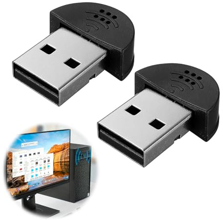 Vidsmow 2PCS Black Mini USB 2.0 Microphone for PC, Portable Omnidirectional Plug-and-Play Desktop Laptop Mic with Noise Reduction, Driver-Free Audio Recorder