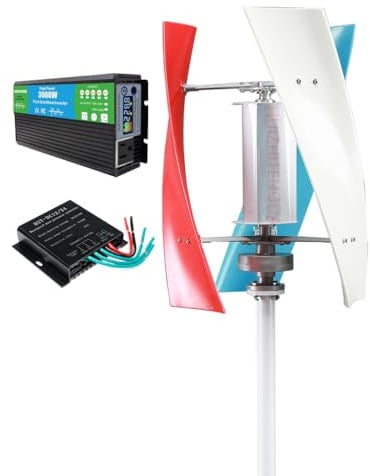 HUIZHITENGDA 3000w Windkraftanlage Vertikales Kit12v-220v Permanenter Maglev-Generator mit Stromünderer und Windladungsregler Geeignet für den Gebrauch im Freien und im Innenhof (3 Klingen)
