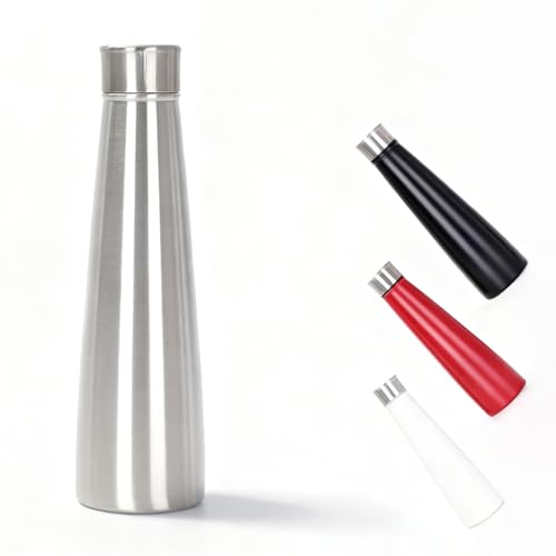 Senshuomy 16oz Stainless Steel Double Wall Metal Leak Proof Vacuum Flask,Insulated Water Bottles,Keep Hot & Cold Drinks,Drinking Thermal for Outdoor Sports Camping Cycling for Kids &adults (Silver)
