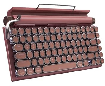 OUSEITECH Teclado de máquina de escribir retro, teclado mecánico intercambiable en caliente de 83 teclas, conexión de modo dual con cable Bluetooth, conexión simultánea multidispositivo (marrón)