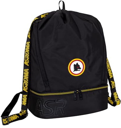 Seven Borsa da palestra AS ROMA per ragazzi, Fondo rigido portascarpe, Spallacci in nastro, Bambino, Ragazzo, Calcio, Prodotto ufficiale, Idea regalo