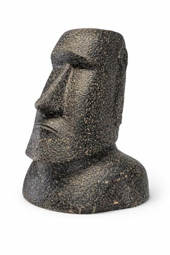 FaHome Moai Kopf Statue - Garten Deko Skulptur aus Glasfaserbeton - Wetterfest - Rapa-NUI Osterinsel-Figur in Grau - 40x30x20 cm