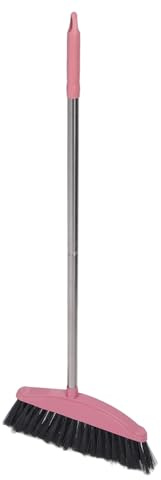 LABRIMP Outdoor Cleaning Broom Plastic Bristles with Stainless Steel Handle for Yard and Garage Assorted Style