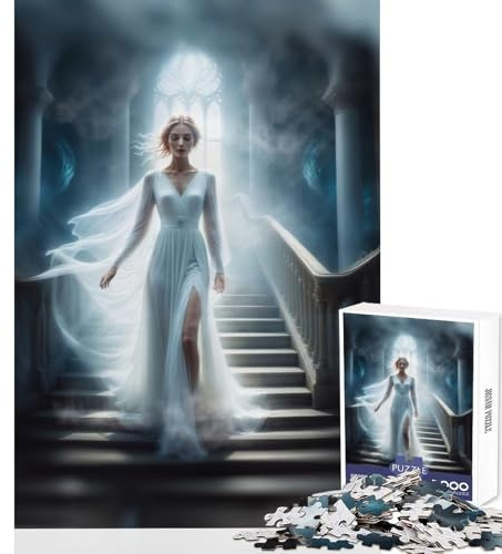 Rompecabezas de 1000 Piezas de Chica Rubia Fantasma en Las Escaleras Juego Divertido y fácil de Usar Componentes Resistentes y fáciles de Transportar (38x26cm)