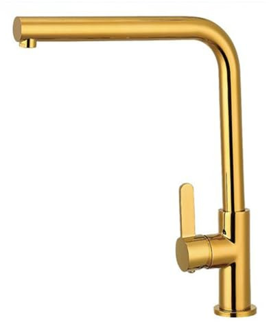 Vetrineinrete® Rubinetto oro lucido per lavello da cucina a canna alta quadrata miscelatore per lavandino a una e due vasche orientabile