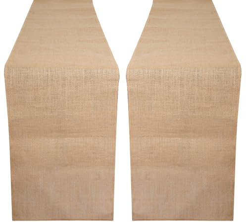 RAJRANG BRINGING RAJASTHAN TO YOU 30 x 274 cm Jute Tischläufer aus Sackleinen naturbraun 2er Set Rustikale Hochzeit Bauernhaus Küchendekoration Couchtischläufer Juteband