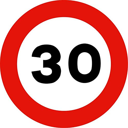 FERRETELIX® Panneau de Signalisation Métallique Homologué MOPU R-301 | Vitesse Maximale 30 km/h | 60 cm | Rétroréfléchissant N1 | Panneau Routier Rond en Tôle Galvanisée pour Extérieur