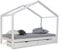 Homestyle4u 1922, Hausbett 90x200 Weiß mit Bettkasten Kinderbett mit Lattenrost Montessori Bett Bodenbett Holz Kiefer