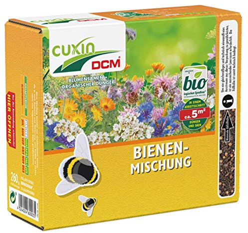 Cuxin Blumensamen Bienen-Mischung, 2in1 Dünger & Saatgut, 260 g