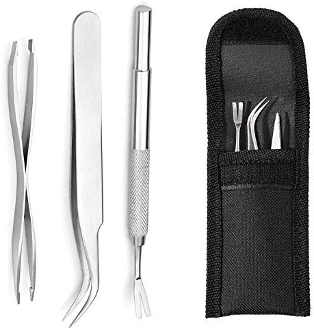 EasyULT Set 3 Pinza per Zecche, Pinzette a Spillo Professionale in Acciaio Inossidabile, Pinzetta per Zecche per Cani, Gatti e Persone, Set di Pulizia per Tutti Gli Animali Domestici