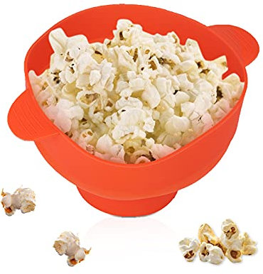 Palomitero Microondas, Silicona Recipiente Tazón de para Hacer Palomitas de Maíz Plegable Bowl con Tapa, 26 x 20 x 14.5 cm